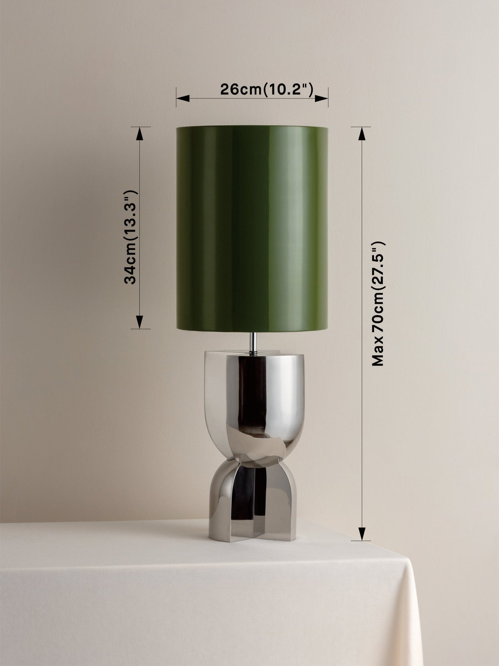 Editions chrome lamp with + green lacquer shade - Image 6