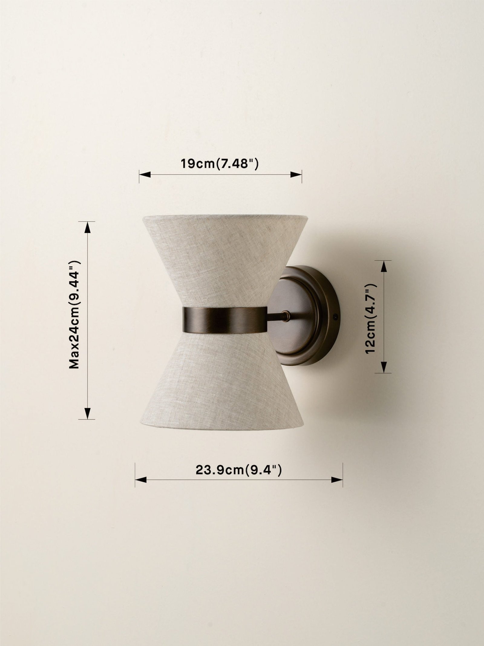 Renwick - linen and bronze wall light - Image 8