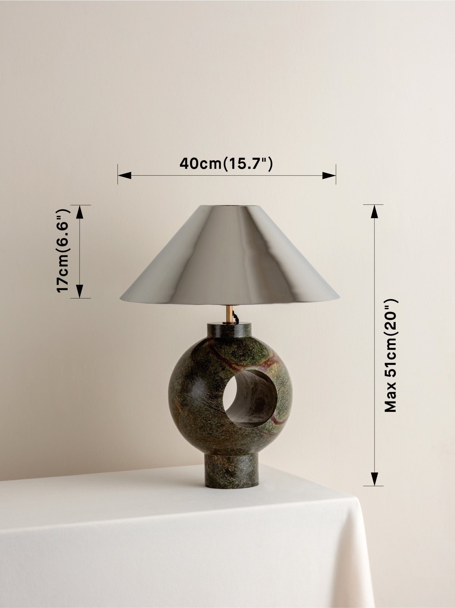 Editions marble lamp with + chrome shade - Image 6