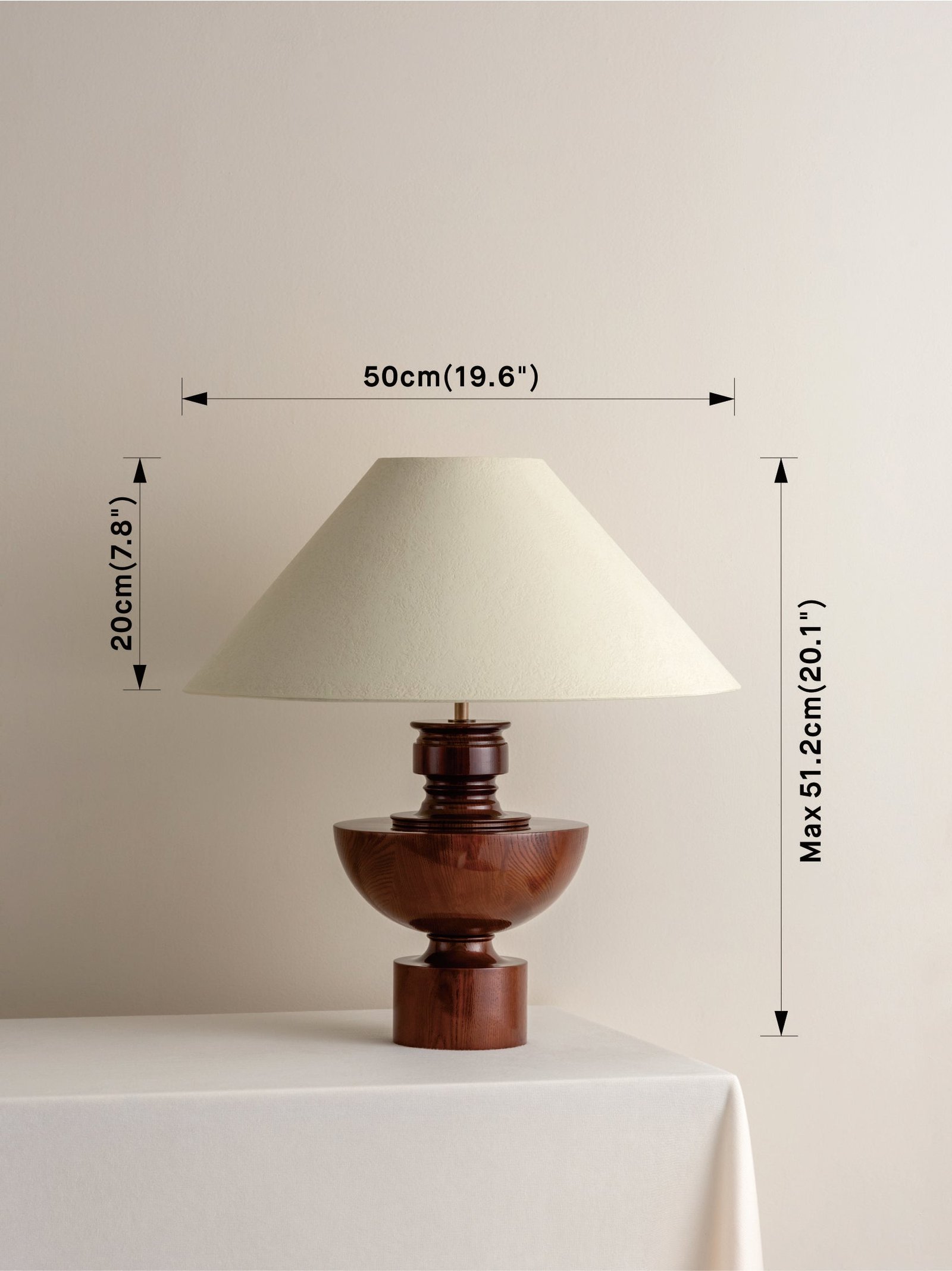 Editions spun wood lamp with + plaster shade - Image 7