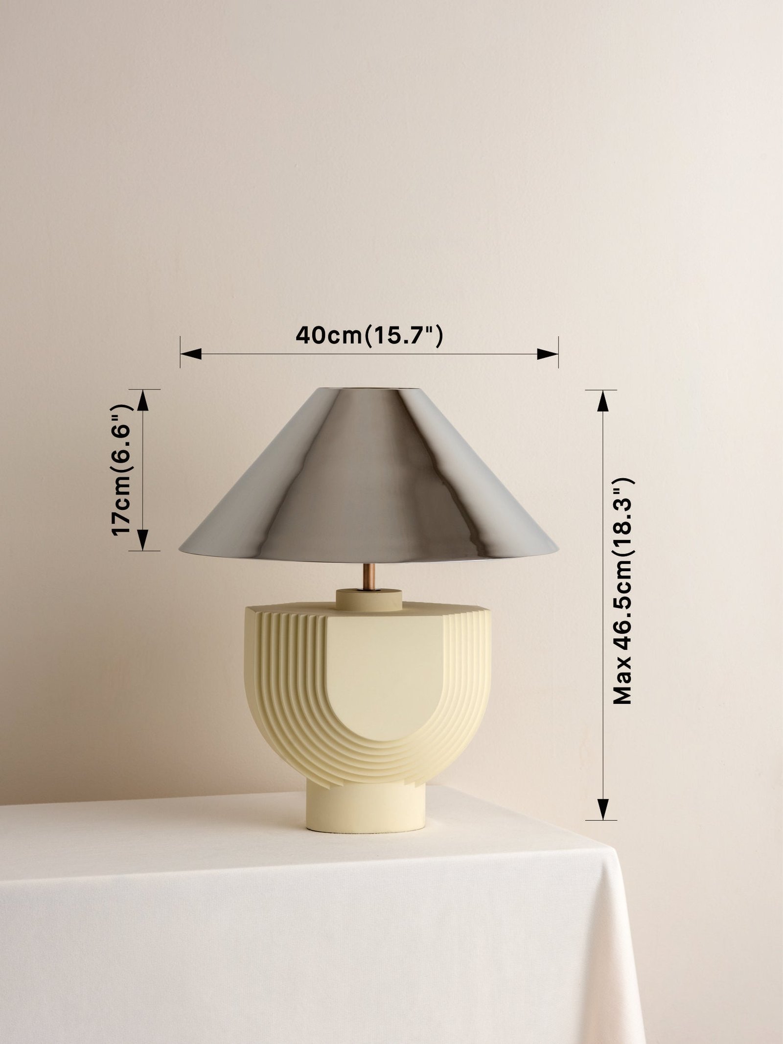 Editions concrete lamp with + chrome shade - Image 6