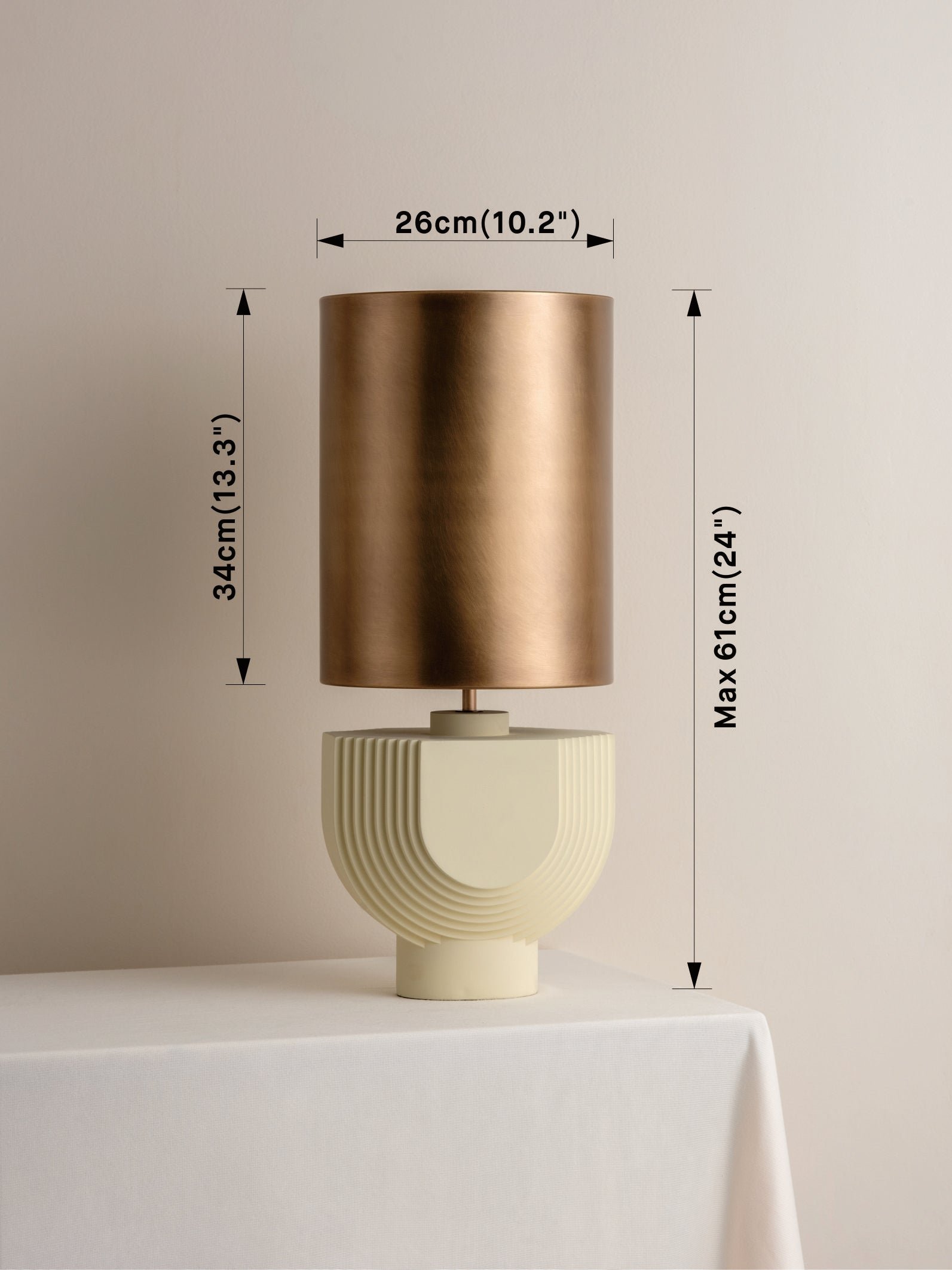 Editions concrete lamp with + aged brass shade - Image 7