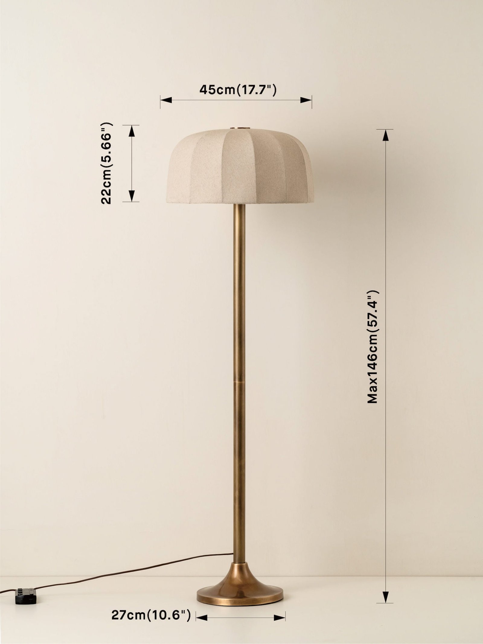 Ottino - aged brass and linen floor lamp - Image 7