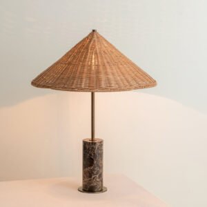 Ardini - 1 light rattan and brown marble table lamp