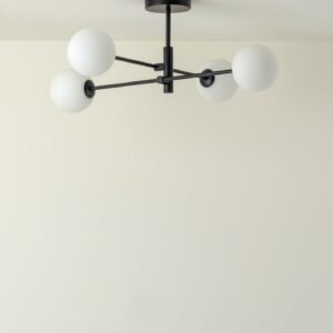 Chelso - 4 light matt black and opal flush