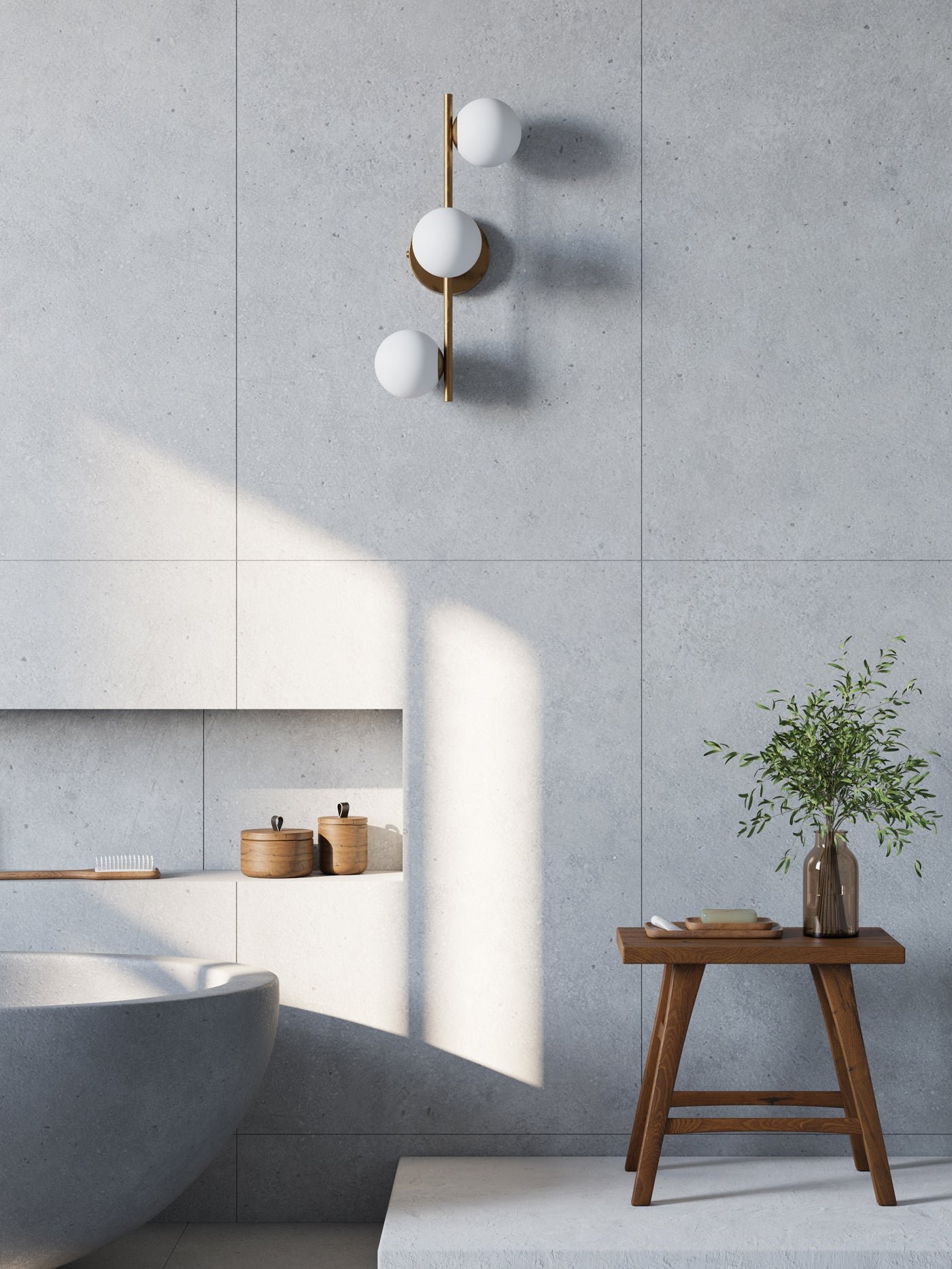 Coro - 3 light aged brass and opal ceiling / wall - Image 2