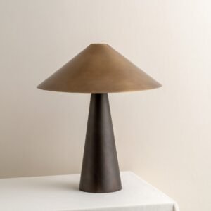 Orta - aged brass and bronze cone table lamp