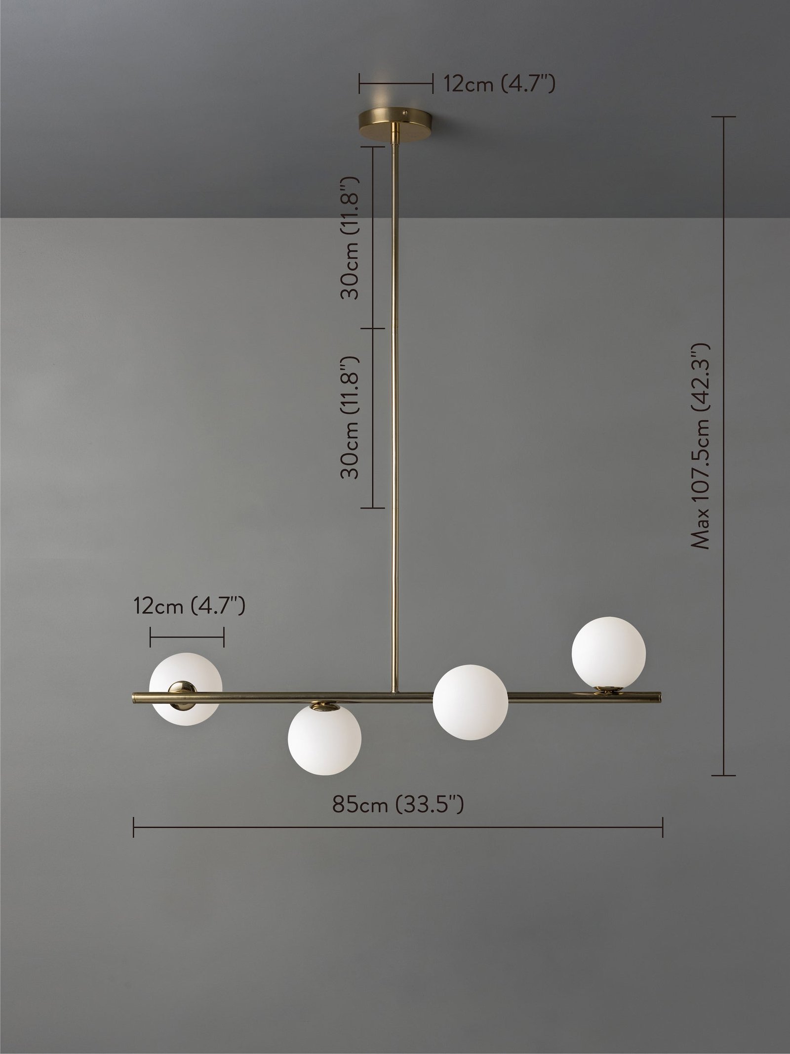 Perch - 4 light brass and opal pendant bar - Image 4