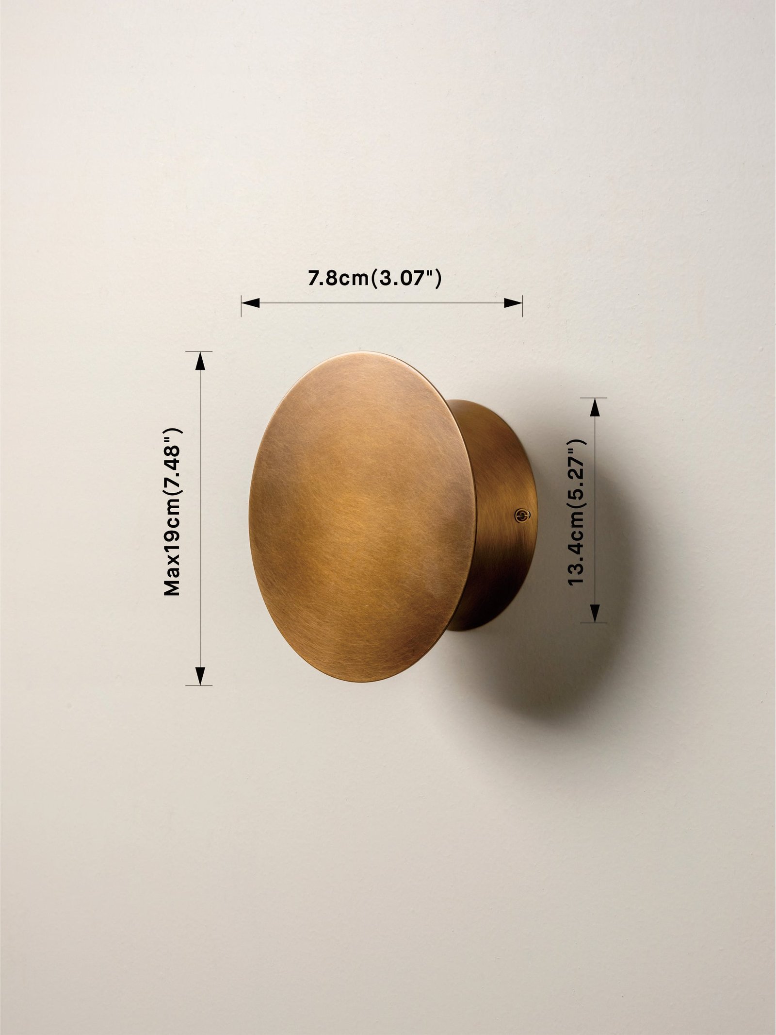 Santi - LED adjustable aged brass disc wall light - Image 6