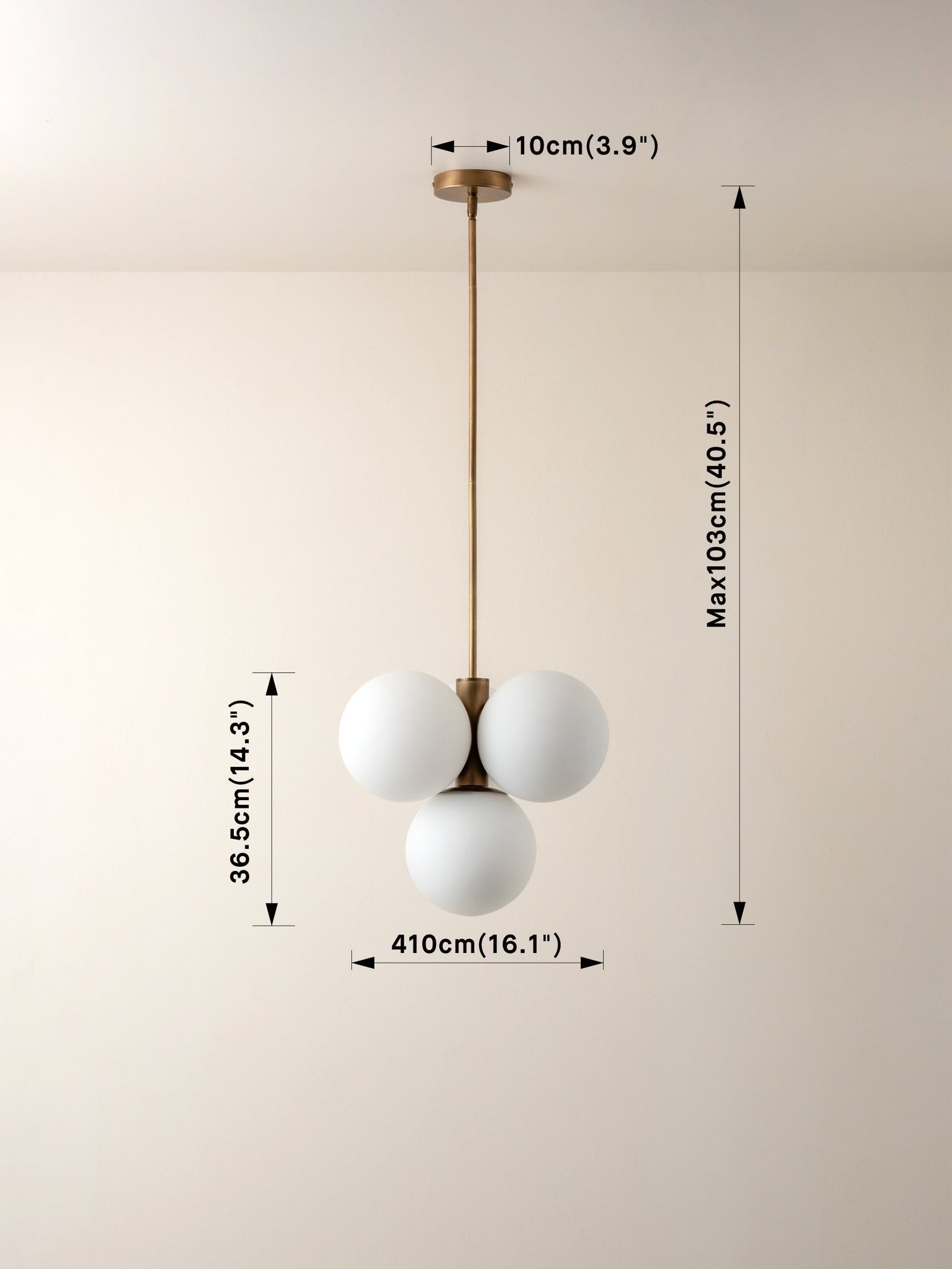 Boule - 4 light brass and opal pendant light - Image 8