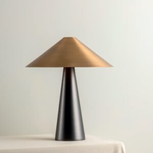 Orta - 1 light antique silver and burnished brass cone table lamp