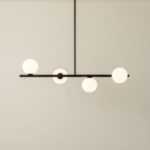 Perch - 4 light matt black and opal pendant bar