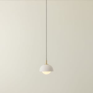 Porsa - 1 light brushed brass and warm white porcelain pendant