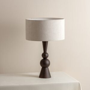 Carmine - dark wood and linen table lamp