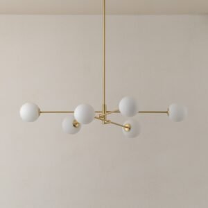 Chelso - 6 light brass and opal pendant