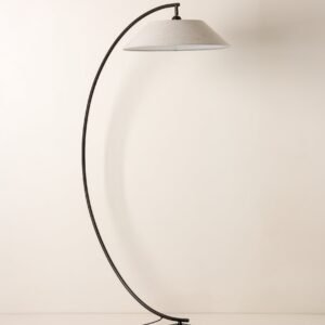 Circo - arc bronze and linen floor lamp