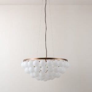 Cloudia - 5 Light large white frosted brass chandelier