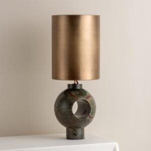 Editions marble lamp with + aged brass shade