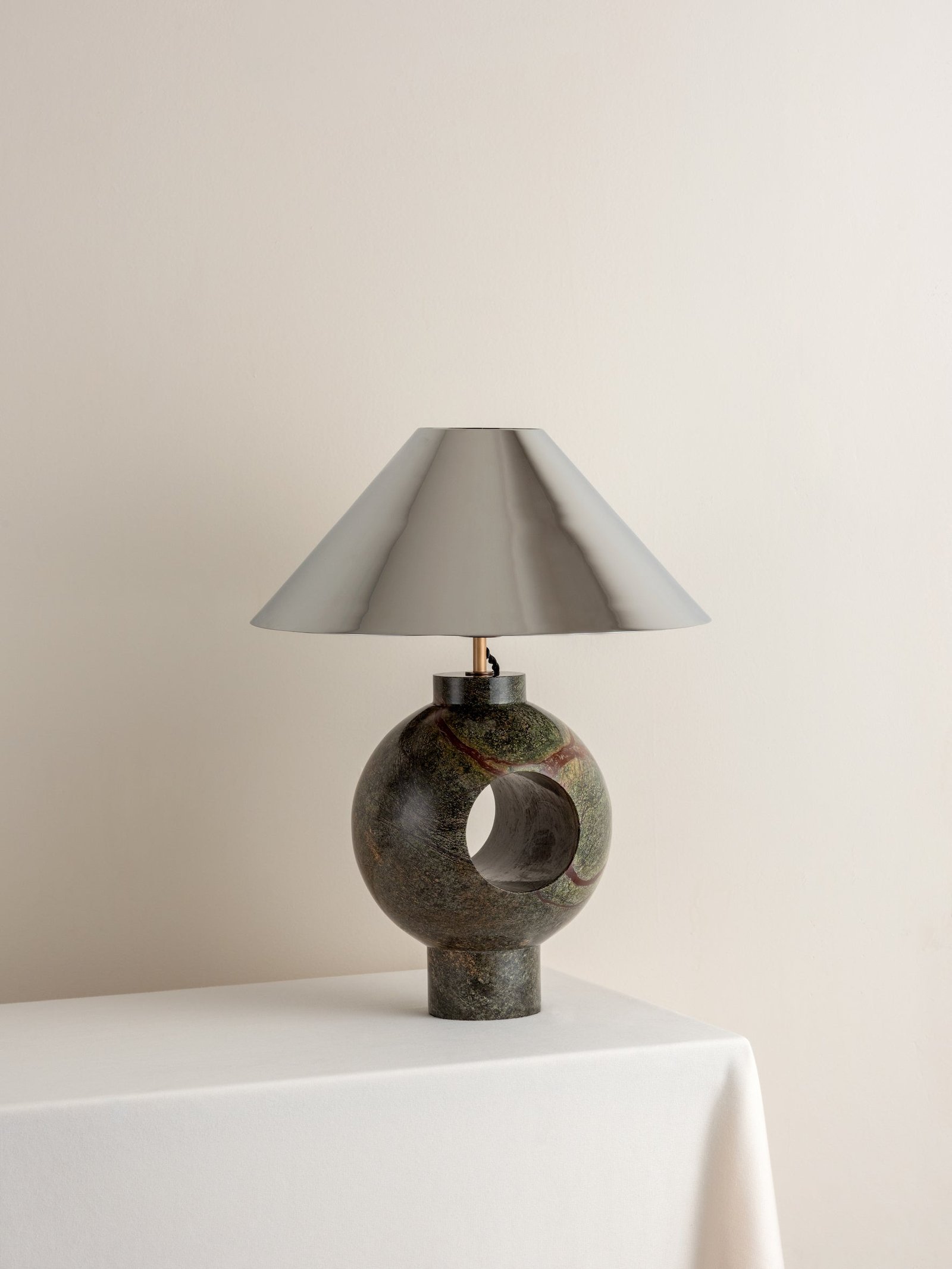 Editions marble lamp with + chrome shade