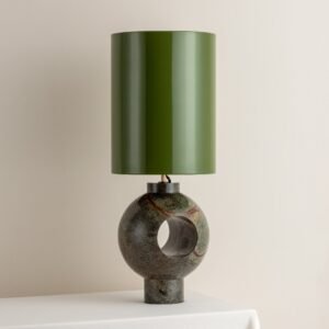 Editions marble lamp with + green lacquer shade