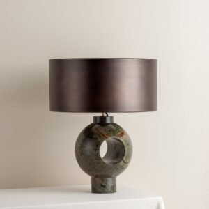 Editions marble lamp with + bronze shade