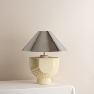 Editions concrete lamp with + chrome shade