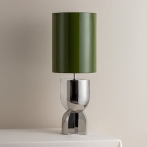 Editions chrome lamp with + green lacquer shade