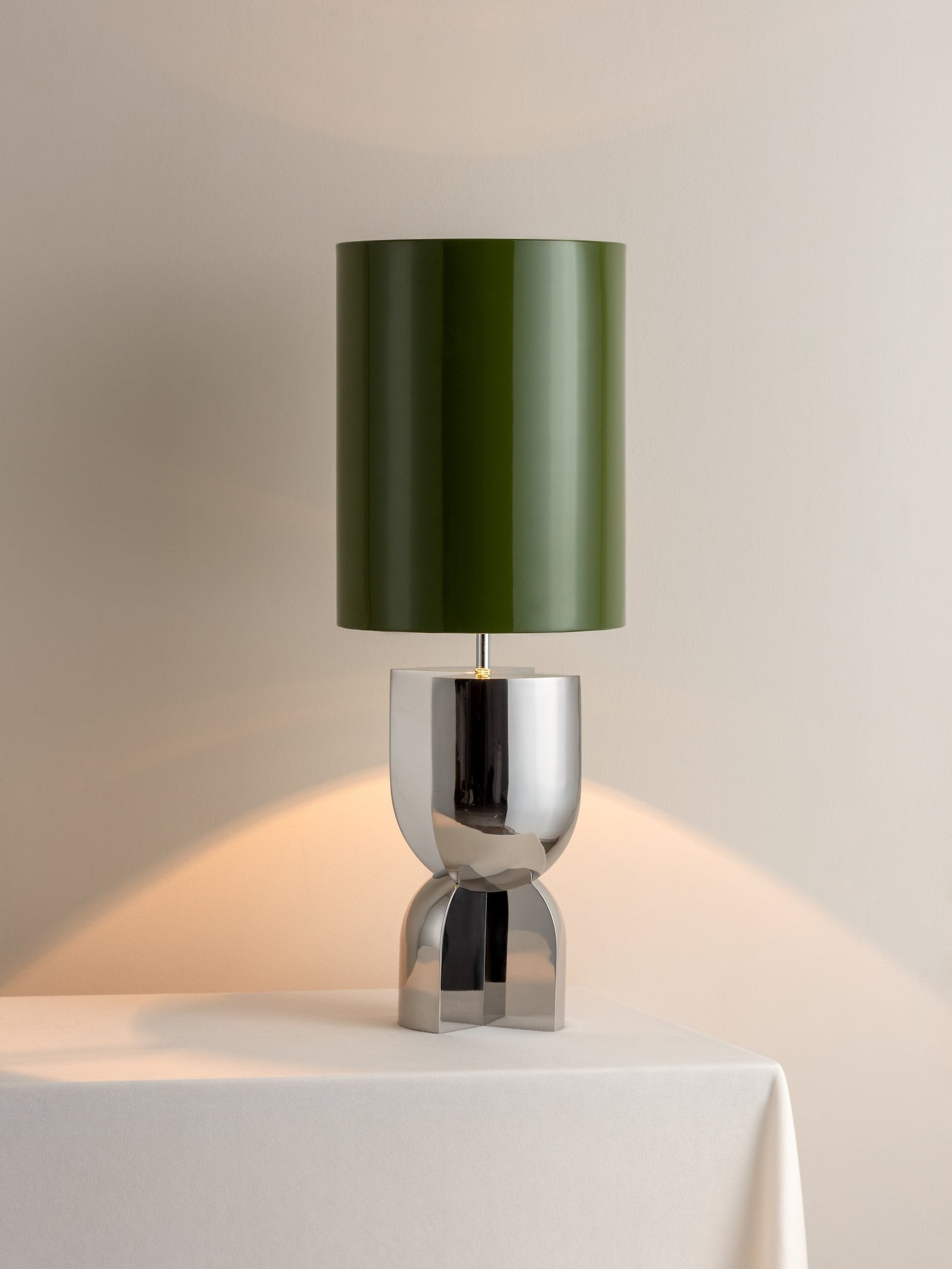 Editions chrome lamp with + green lacquer shade - Image 2