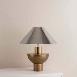 Editions brass lamp with + chrome shade