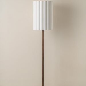 Folia - walnut wood and scalloped natural linen floor lamp