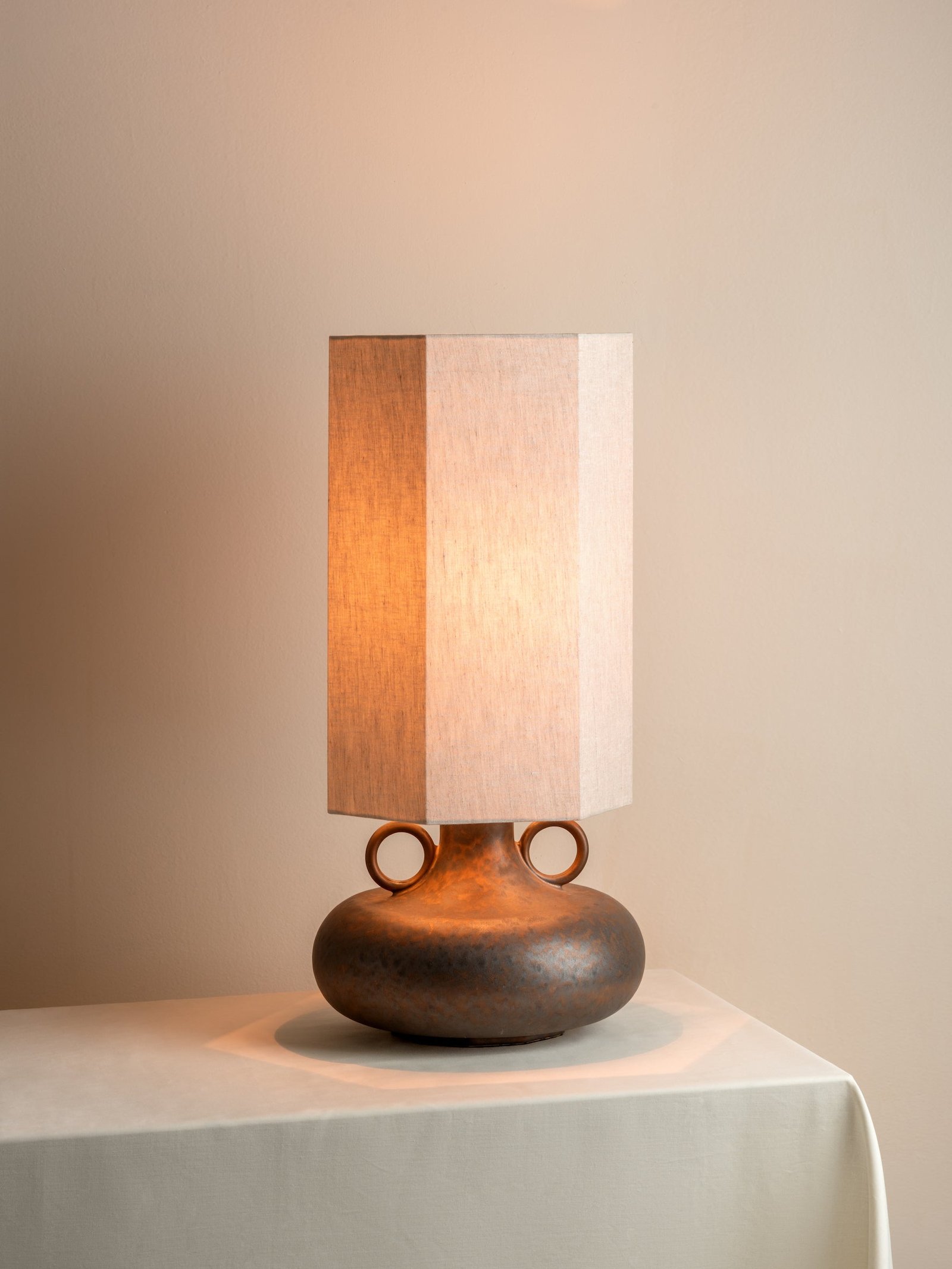 Grove - bronze ceramic and linen table lamp - Image 2