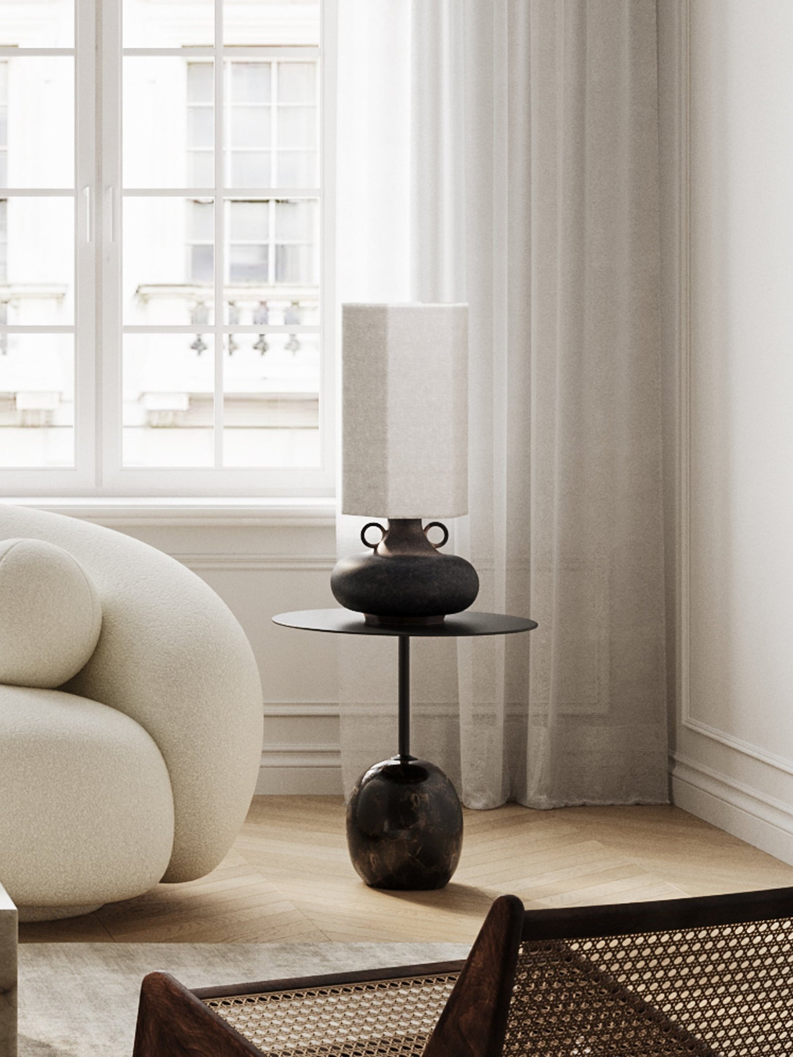 Grove - bronze ceramic and linen table lamp - Image 6