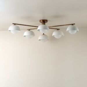 Porsa - 6 light aged brass and warm white porcelain flush