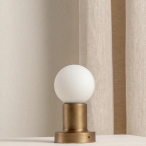 Porta - aged brass and opal rechargeable table lamp
