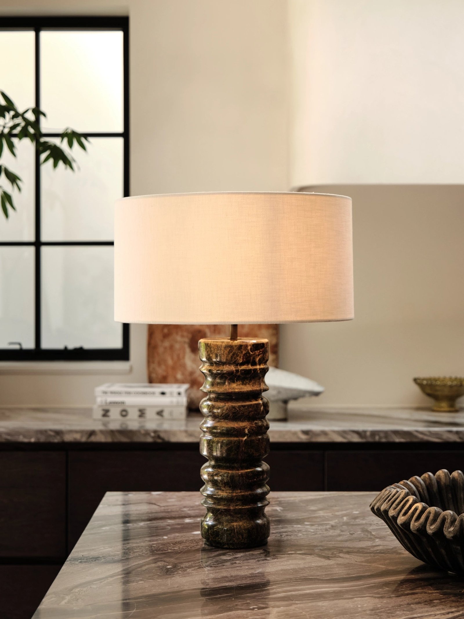 Renee - large green marble table lamp - Image 3