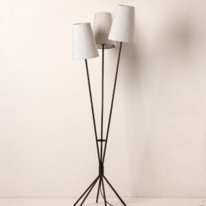Renwick - 3 light linen and bronze floor lamp