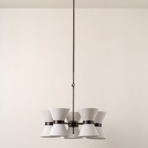 Renwick - 5 light linen and bronze pendant
