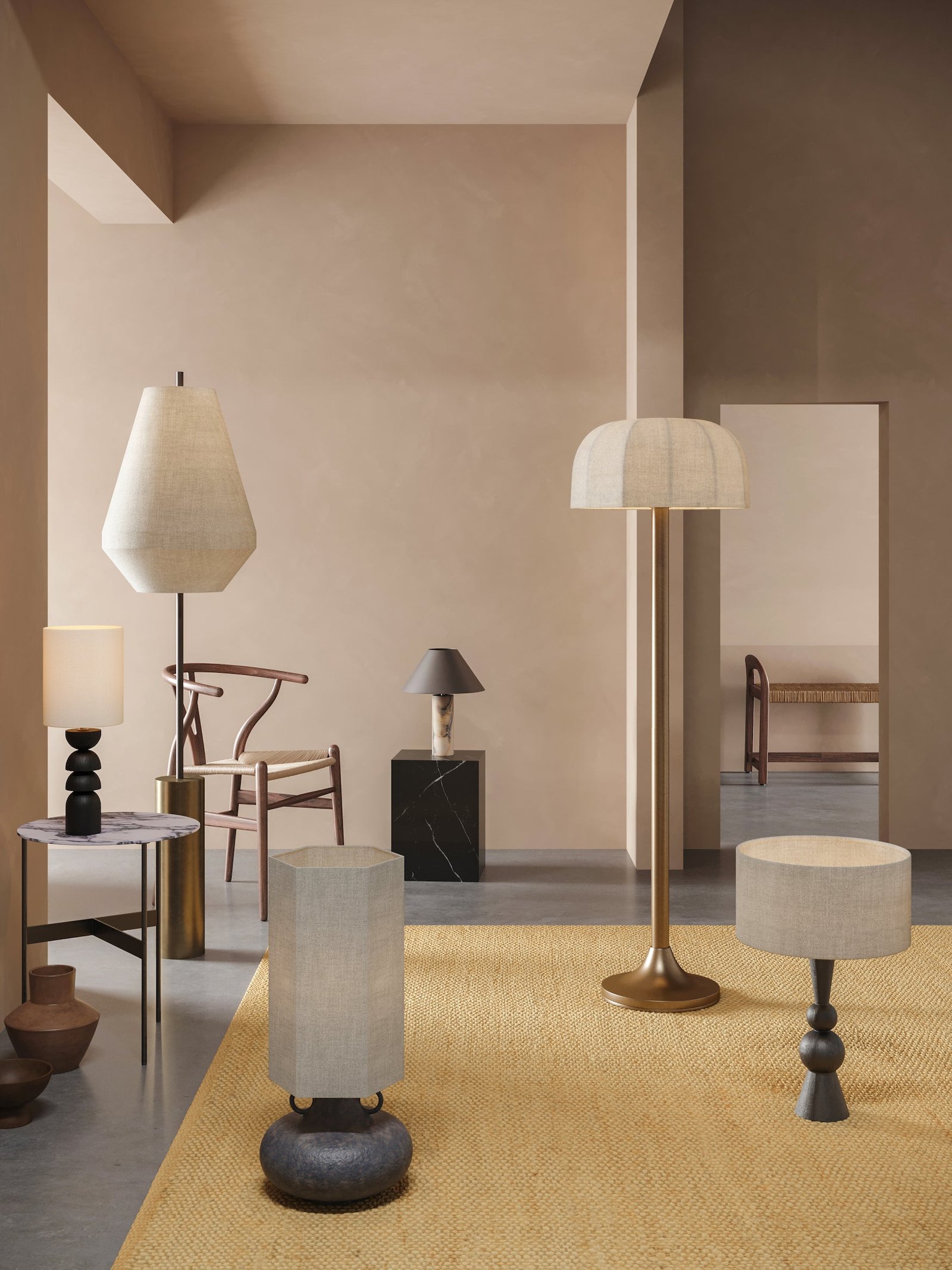 Ottino - aged brass and linen floor lamp - Image 6