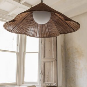 Bardi - 1 light oversized scalloped rattan pendant