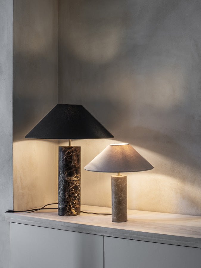 Denari - 1 light small brown marble cylinder table lamp - Image 4