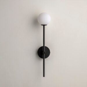 Chelso - matt black and opal wall light