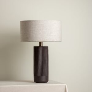 Nitara - chocolate ribbed concrete table lamp